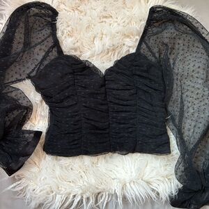 Black Ruched Women's Top